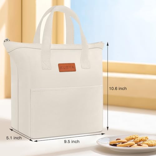 KUBYA Lunch Box for Women, Lunch Bag for Women Men Adult Simple Lunchbox Reusable Lunchbag Insulated Lunch Boxes Large Capacity Cute Lunch Tote Bag, with Food Storage Bags for Work, Office or Picnic