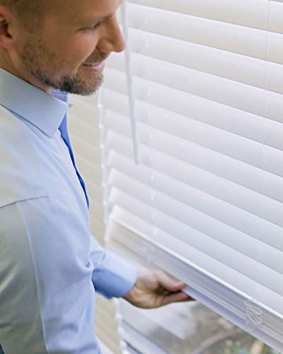 CHICOLOGY Faux Wood Blinds, Window Blinds, Wood Blinds, Window Shades, Window Treatments, Blinds & Shades, Window Shades for Home, Wooden Blinds, Basic White, 41" W X 48" H