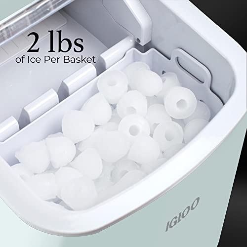 Igloo Electric Countertop Ice Maker Machine - Automatic and Portable - 26 Pounds in 24 Hours - Ice Cube Maker - Ice Scoop and Basket - Ideal for Iced Coffee and Cocktails - Aqua