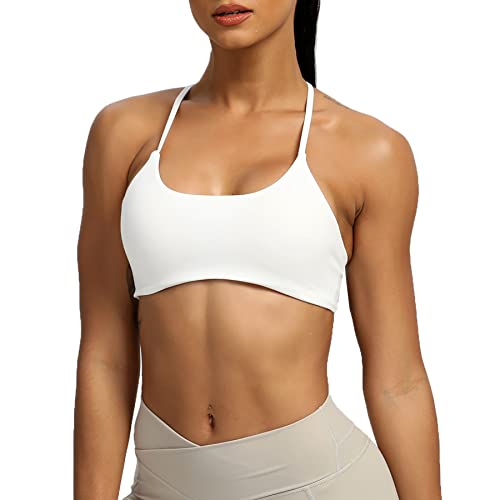 Aoxjox Women's Workout Sports Bras Fitness Backless Padded Ivy Low Impact Bra Yoga Crop Tank Top (Woodrose, Medium)