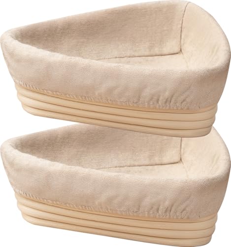 Banneton Bread Proofing Basket Set of 2, Triangle Sourdough Bread Baking Supplies, Banneton Basket Proofing Baskets for Sourdough Bread Baking