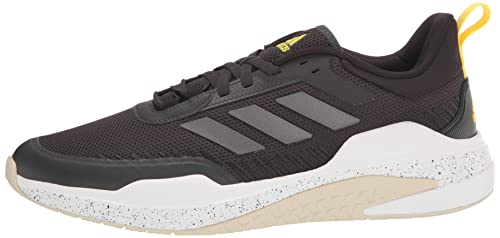 adidas Men's Trainer V Running Shoe, Carbon/Iron Metallic/Impact Yellow, 10