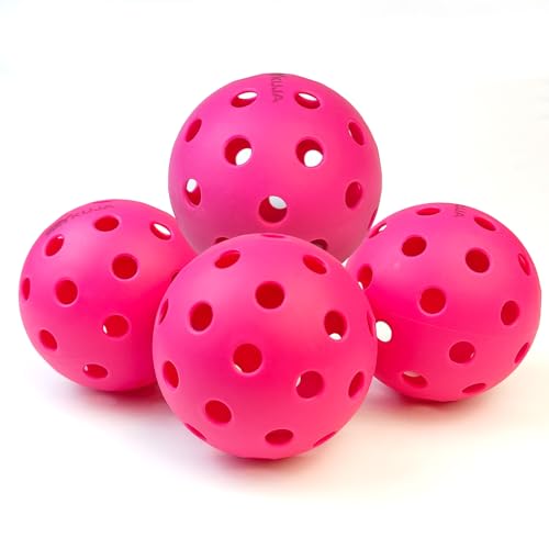 MYKUJA Pickleball Balls, 4 Packs Pink Outdoor Pickleballs, 40 Holes Pickleballs Outdoor Balls, Pickle Ball Outside, Pickleballs for Men Women