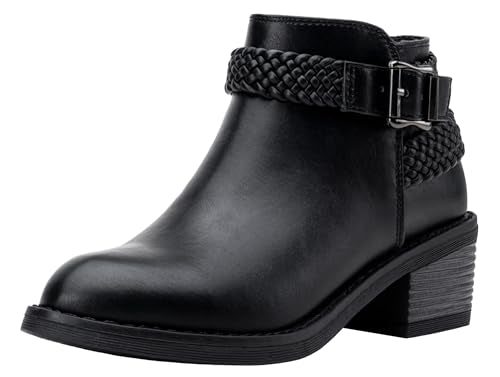 Jeossy Women's 9616 Ankle Boots, Low Heel Short Fall Booties, Black Nubuck, Size 6.5 US-with Side Zipper(DJY9616 blacknubuck 06.5)