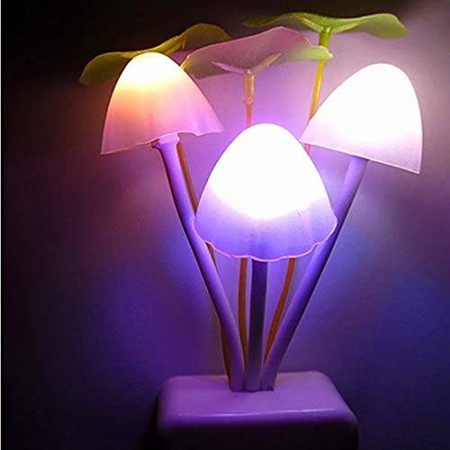 Tuelaly Cute Night Light, 1PC US EU Plug Adapter LED Night Lamp Discolor Light Sense Control Mushroom Lamp