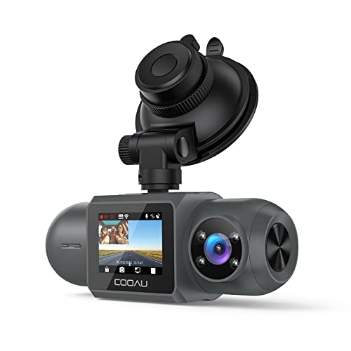 COOAU D30S 4K Dash Cam with GPS Wi-Fi, Front and Inside Dual 2.5K 1080P, Uber Car Camera with Infrared Night Vision, Supercapacitor, 4 IR LEDs, G-Sensor, Parking Mode, Loop Recording