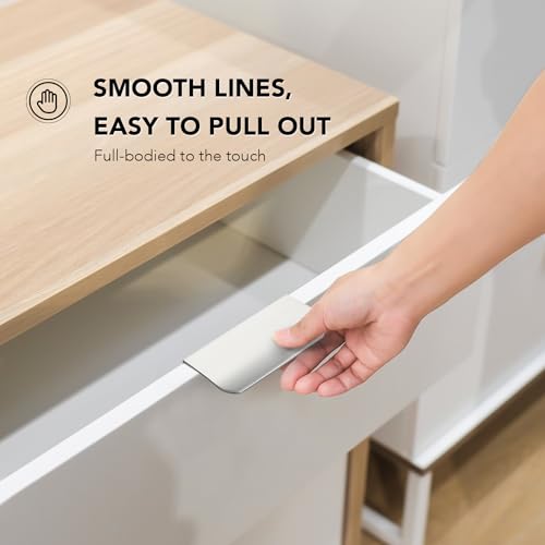 Ravinte 1 Pack Cabinet Handles Finger Edge Pulls 80mm/3.15 inch Silver Drawer Edge Pulls Brushed Nickel Finger Pulls for Cabinets Concealed Handles