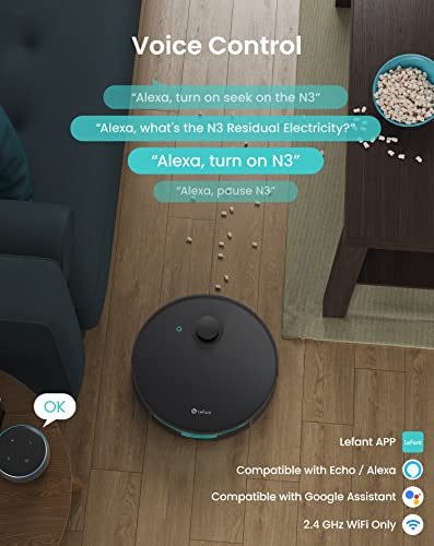 Lefant Robot Vacuum and Mop Combo, 4000Pa Suction, Precision Mapping with Lidar & dToF Sensors, Ultrasonic Carpet Detection, Robotic Vacuum Cleaner with Sonic Mopping, WiFi/App/Alexa Control