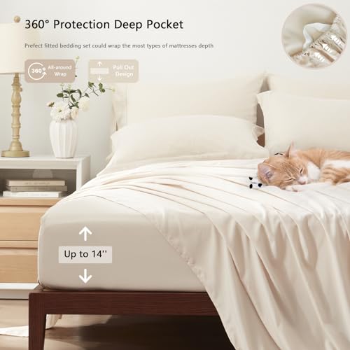 UNILIBRA Twin Comforter Set 5 Pieces - Beige Bed in a Bag Twin Size Soft for All Seasons - Cationic Dyeing Bedding Comforter Sets with Comforter, Flat Sheet, Fitted Sheet, Pillowcases & Shams
