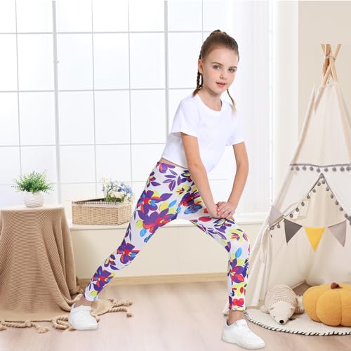 boruizhen 3 Pack Girls Printed Leggings Toddler Stretchy Ankle Length Pants Leggings for Kids in 2t to 11 Years