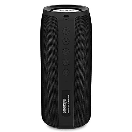 Bluetooth Speaker,MusiBaby M88 Speakers,Dual Pairing, Bluetooth 5.3,Loud Stereo Sound,Booming Bass,30H Playtime for Home& Outdoor Party,Beach,Portable Speaker,Gifts(Black)