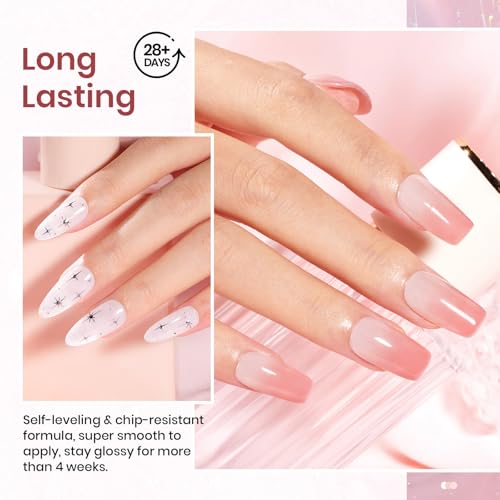 Beetles Jelly Gel Nail Polish Set 6 Colors Neutral Sheer Milky White Nude Pink Gel Polish Kit Translucent Soak off Uv Nail Gel Diy Manicure 2024 New Nail Trend Nail Polish Gift for Girls Women