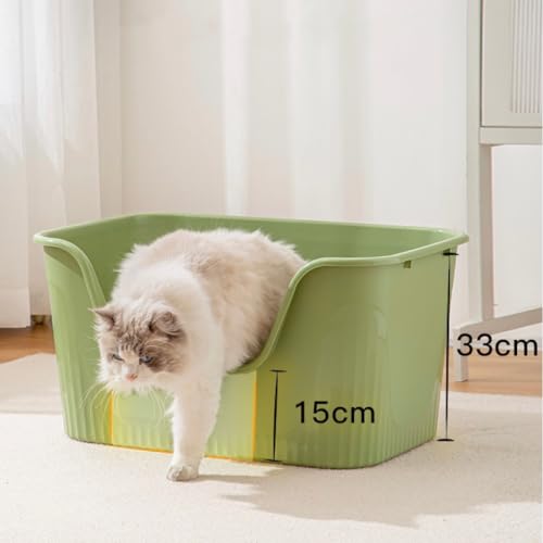 TownTime Extra Large Litter Box with High Sides 25.27" Lx17.83 Wx13.11 H,Anti-Splashing Kitty Litter Box,Tool-Free Assembly,Multi Cat Litter Box,Jumbo Litter Box (Green)