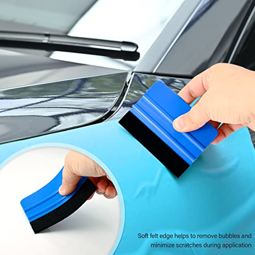 Gomake Vehicle Vinyl Wrap Window Tint Film Tool Kit Include 4 Inch Felt Squeegee, Retractable 9mm Utility Knife and Blades, Zippy Vinyl Cutter and Mini Go Corner Squeegee for Car Wrapping