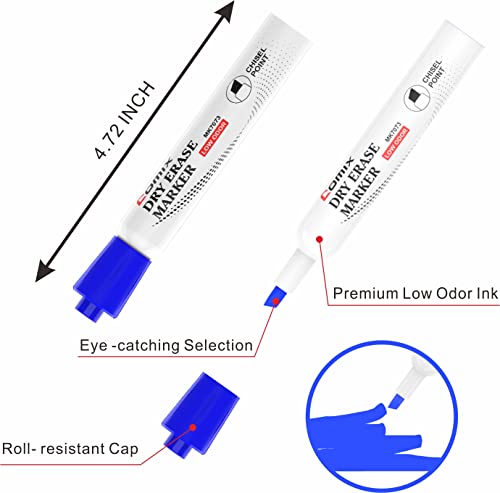 Comix Dry Erase Markers, 36 Bulk 12 Colors White Board Markers, Chisel Tip Markers for Kids Teachers