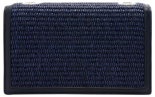 Oscar de la Renta, Raffia Woven TRO Bag, Navy