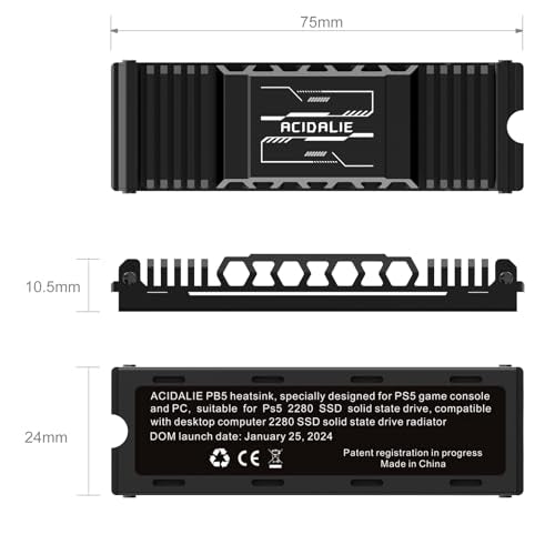 ACIDALIE Heatsink PS5 /PC | for M.2 SSD 2280 (Black)