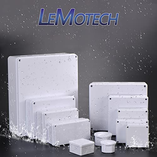 LeMotech Junction Box with Reserved Holes ABS Plastic Electrical Box IP65 Waterproof Dustproof Project Enclosure for Electronics White 7.9 x 7.9 x 3.1 inch