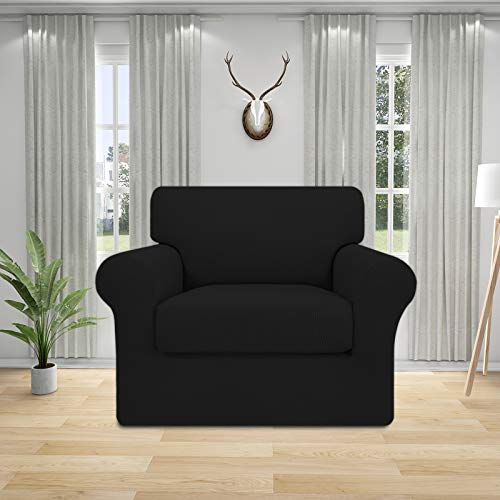 Easy-Going 3 Pieces Stretch Couch Cover Sofa Cover for Dogs Washable Sofa Slipcover for 2 Separate Cushion Couch Spandex Jacquard Fabric Elastic Furniture Protector for Pets, Kids (Wine, Loveseat)