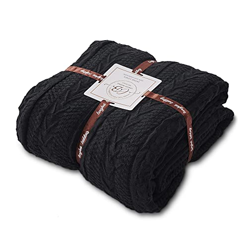 Longhui bedding Sage Green Acrylic Cable Knit Sherpa Throw Blanket - Thick, Soft, Big, Cozy Knitted Fleece Blankets for Couch, Sofa, Bed - Large 60 x 80 Inches Coverlet All Season