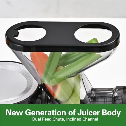 Kitchen in the box Juicer Machines, Small Cold Press Juicer for Single Serve, Slow Masticating Juicer Machine Vegetable and Fruit for Everyday Use, Quiet DC Motor, BPA-Free (Black)