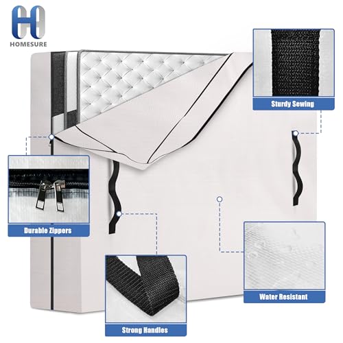 HOMESURE Mattress Bags for Moving and Storage with 8 Handles - Mattress Cover for Moving - Heavy Duty, Strong Zipper Closure, Moving Supplies & Moving Bag - Semi-Transparent, Twin