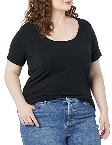 Amazon Essentials Women's Classic-Fit Short-Sleeve Scoop Neck T-Shirt (Available in Plus Size), Pack of 2, Navy/Burgundy, Small