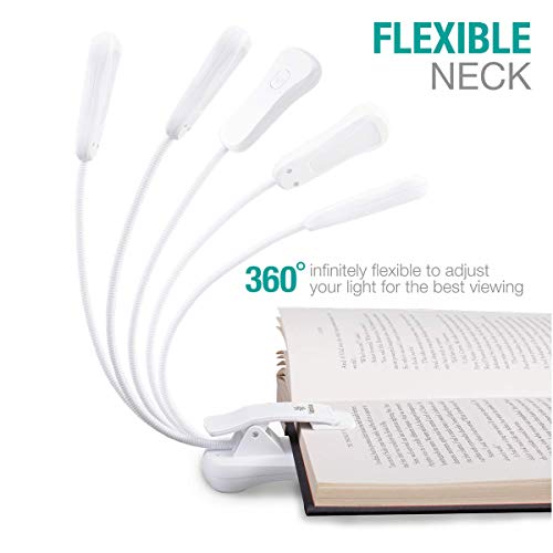 Vekkia Rechargeable 3000K LED Book Light, Easy Clip on Reading Lights for Reading in Bed. Perfect for Readers.