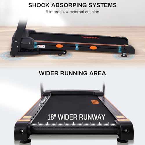 HUAGEED Treadmill with Auto Incline, Incline Treadmills with 15% Incline, 0.5-10 MPH Speed, Bluetooth APP Speaker, 18" Wide Belt, 300lbs Foldable Compact Running Treadmill for Home,15 Programs 3 HP