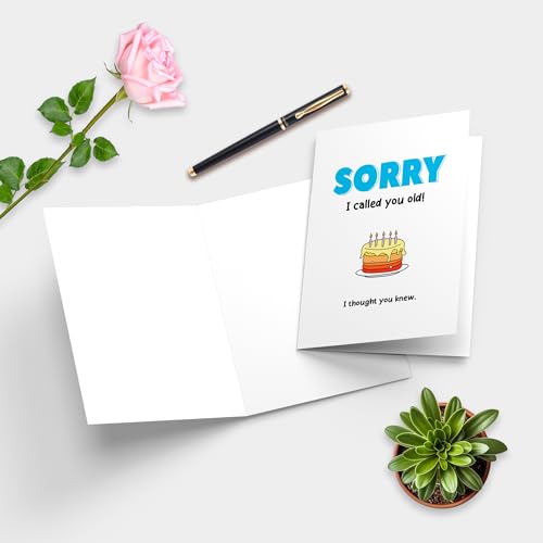 Smnwinsl Funny Birthday Card for Friends,Humorous Birthday Card for Men Women,Sorry I Called You Old I Thought You Knew