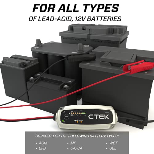 CTEK (40-255) CT5 Time to Go-12 Volt Battery Charger and Maintainer with Accessories