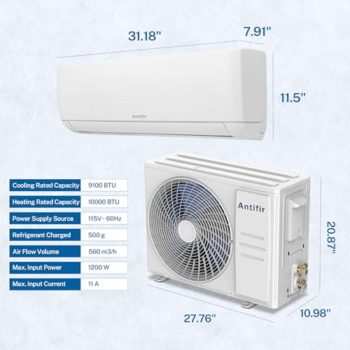 Mini Split Air Conditioner & Heater,9000 BTU Wifi Enabled 115V, 19 SEER2,Mini Splits Heating and Cooling,Wall Mount Ductless Inverter System, Compatible with Alexa, with Installation Kit