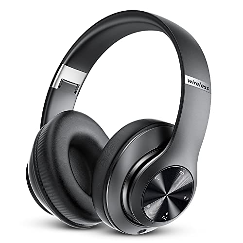 Tuitager 9S Wireless Over-Ear Bluetooth Headphones, 60 Hours Playtime, Hi-Fi Stereo, 6 EQ Modes, Built-in Microphone, Foldable Design, Blue