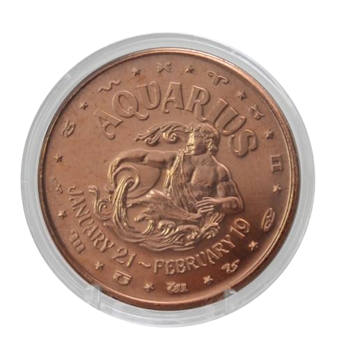 Aquarius Water Bearer Token: 1 oz Pure Copper Challenge Coin in Capsule - Astrology & Zodiac Gift, Perfect for Visionaries - COA by Heavenly Metals