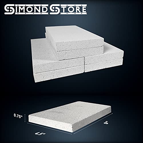 SIMOND STORE Insulating Fire Bricks - 2500F Rated 0.75" x 4.5" x 9" - Soft Fire Bricks for Forge Wood Stove Pizza Oven Fireplace Fire Pit Kiln Jewelry Soldering Heat Insulation Block - Pack of 6 Brick