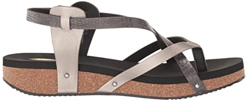 VOLATILE Women's Engie Multi Strap Thong Sandal, Charcoal, 6M