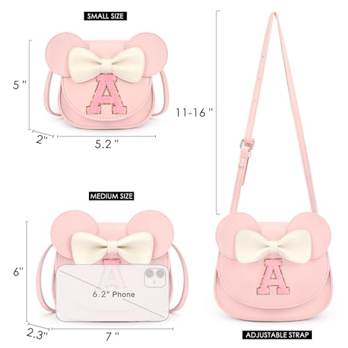 mibasies Toddler Purse Girl Gifts: Birthday Gifts for Girls 3-8 - Little Kids Gifts Mini Mouse Ears Bow Purse (Medium Pink T)