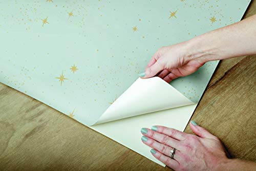RoomMates RMK11320WP Upon A Star Light Blue and Metallic Peel and Stick Wallpaper