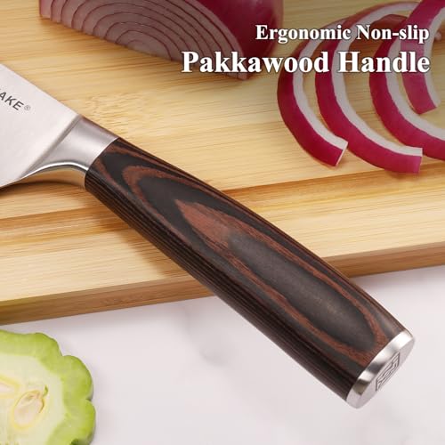 KEEMAKE Nakiri Knife 7 inch, Japanese Style Kitchen Knife with German High Carbon Stainless Steel 1.4116 Meat Knife, Vegetable knife with Ergonomic Pakkawood Handle Knife Kitchen