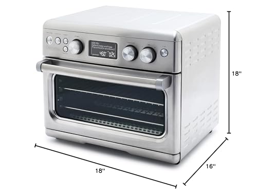 GreenPan 13-in-1 Elite Countertop Convection Oven and Air Fryer, PFOA and PFAS-Free Ceramic Tray and Pizza Pan, Adjustable Racks, Multifunction Presets, Toaster, Bake Broil Roast, Stainless Steel