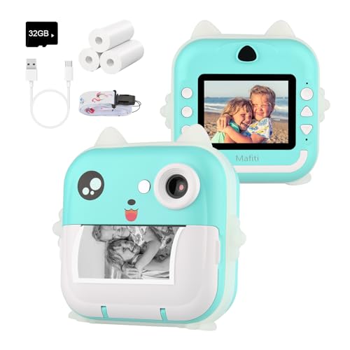 Mafiti Kids Camera Instant Print, Kids Camera Toy with 48MP Photo 1080P Video 32GB Card, Christmas Birthday Gift for 3-12 Year Old Girls Boys (Blue)