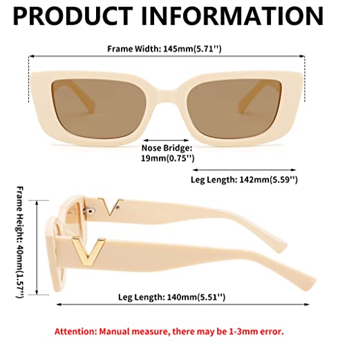 FEISEDY Small Rectangle Sunglasses for Women Men Vintage Trendy Y2K Rectangular Sunglasses B9066