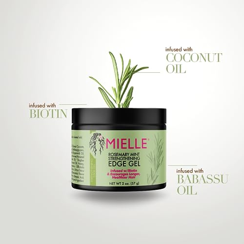 Mielle Organics Rosemary Mint Strengthening Edge Gel, Biotin & Essential Oil Hair Styling Treatment, 2 Ounces