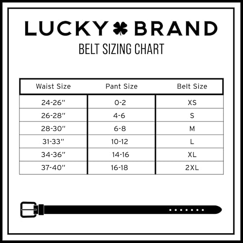 Lucky Brand Women Leather Bold Fashion Statement Belts, Sculpted Center Bar Buckle-Black, Small, S (26-27")