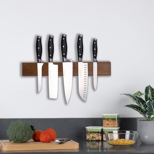 linoroso 16.5'' Magnetic Knife Holder for Wall, Powerful Acacia Wood Magnetic Knife Strip Knife Rack for Kitchen Knives & Tools