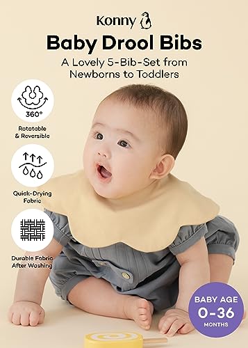 Konny Piped Edge Bib 3Pack for Infants (0-24M) Moisture-Wicking Fabric Essential Hygiene and Fashion for Girls and Boys-Set A(Butter yellow, Strawberry pink, Lavender)