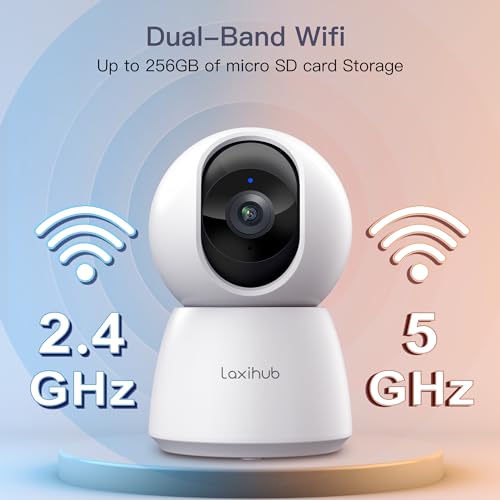 LAXIHUB Indoor Security Camera,5MP Pet Camera with Phone App,2.4G/5G WiFi Cameras for Home/Dog Pan Tilt,24/7,2-Way Talk, Human Detection, Motion Tracking,Auto Tracking,Night Vision,Local Storage