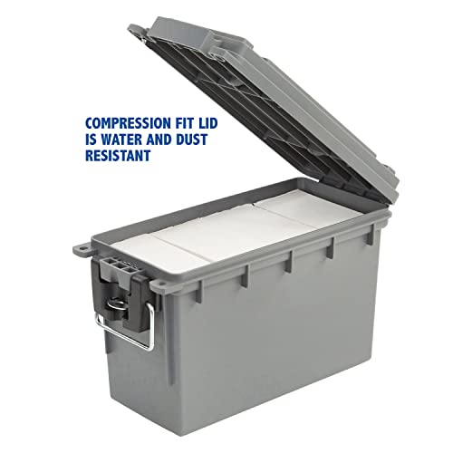 Sheffield 12628 Field Box, Pistol, Rifle, or Shotgun Ammo Storage Box, Tamper-Proof Locking Ammo Can, Water Resistant, Made in The U.S.A, Stackable, Gray