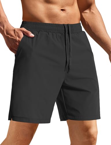 Aolesy Men's 2 Pack Athletic Running Shorts 7inch Quick Dry Gym Workout Shorts with Zipper Pocket Sports Training Shorts