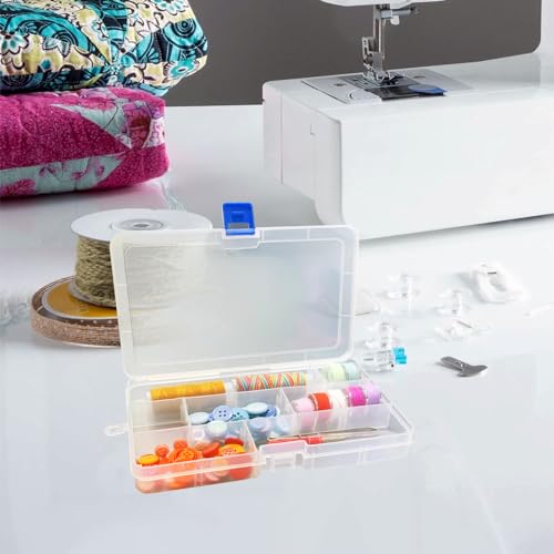 DUOFIRE Plastic Organizer Container Storage Box Adjustable Divider Removable Grid Compartment for Jewelry Beads Earring Container Tool Fishing Hook Small Accessories（15 grids，White x 2）